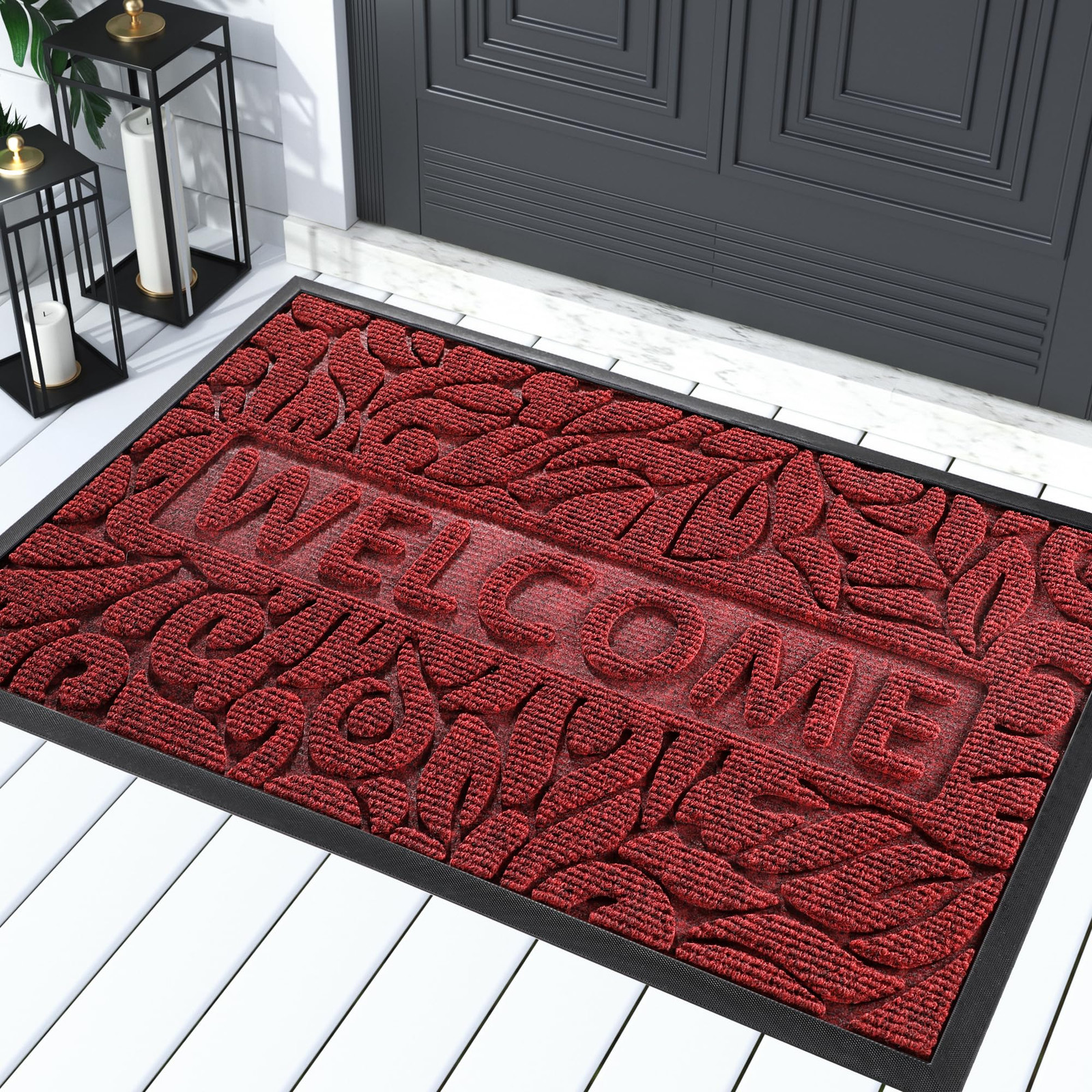 Yimobra Welcome Mat Outdoor Indoor, 29.5x17 Waterproof Door Mat Outside Entra...