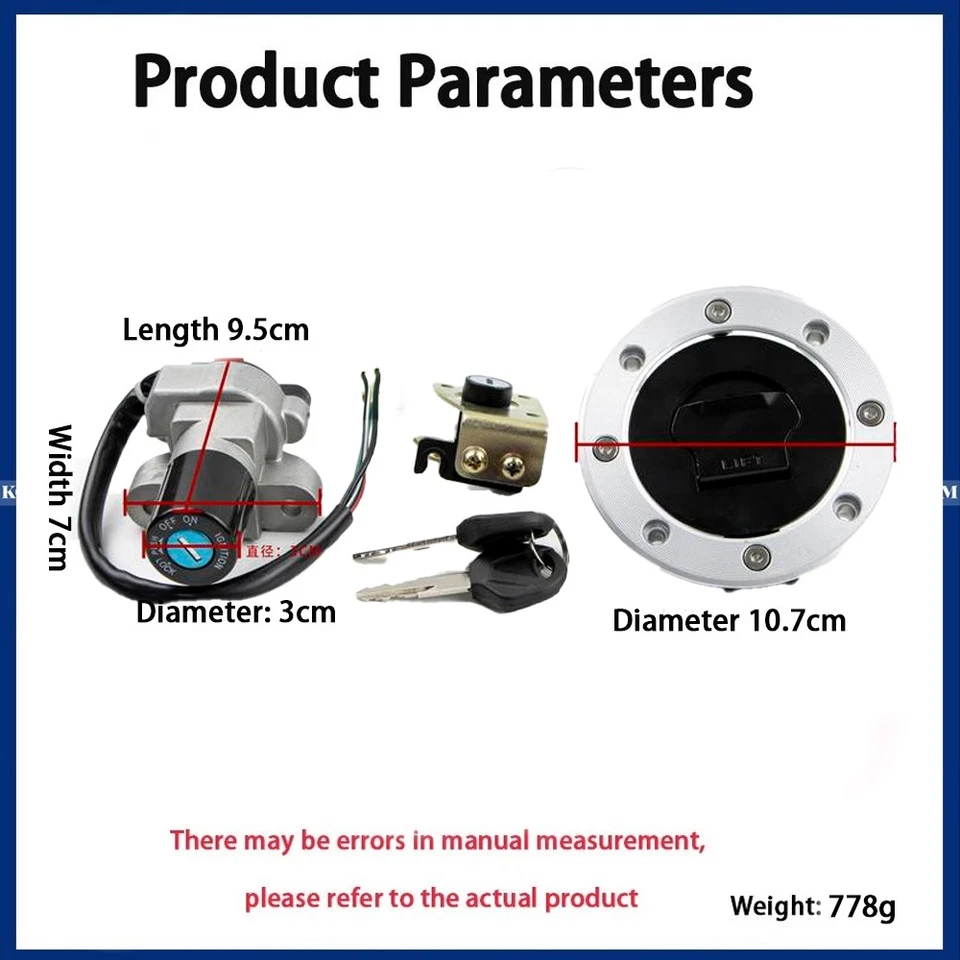Fit For GSF250 GSX400 GSX600 GSX750 GSF400 Ignition Switch Lock Fuel Gas Cap Set Foto 2 de 4