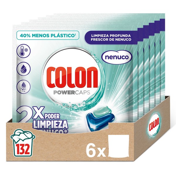 Colon Nenuco Detergente para la Lavadora -132 Cápsulas, Apto Ropa Blanca y Color