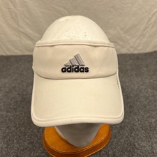 Adidas Gray 3 Stripe Logo Athletic Visor Adult Adjustable White Climacool Hat
