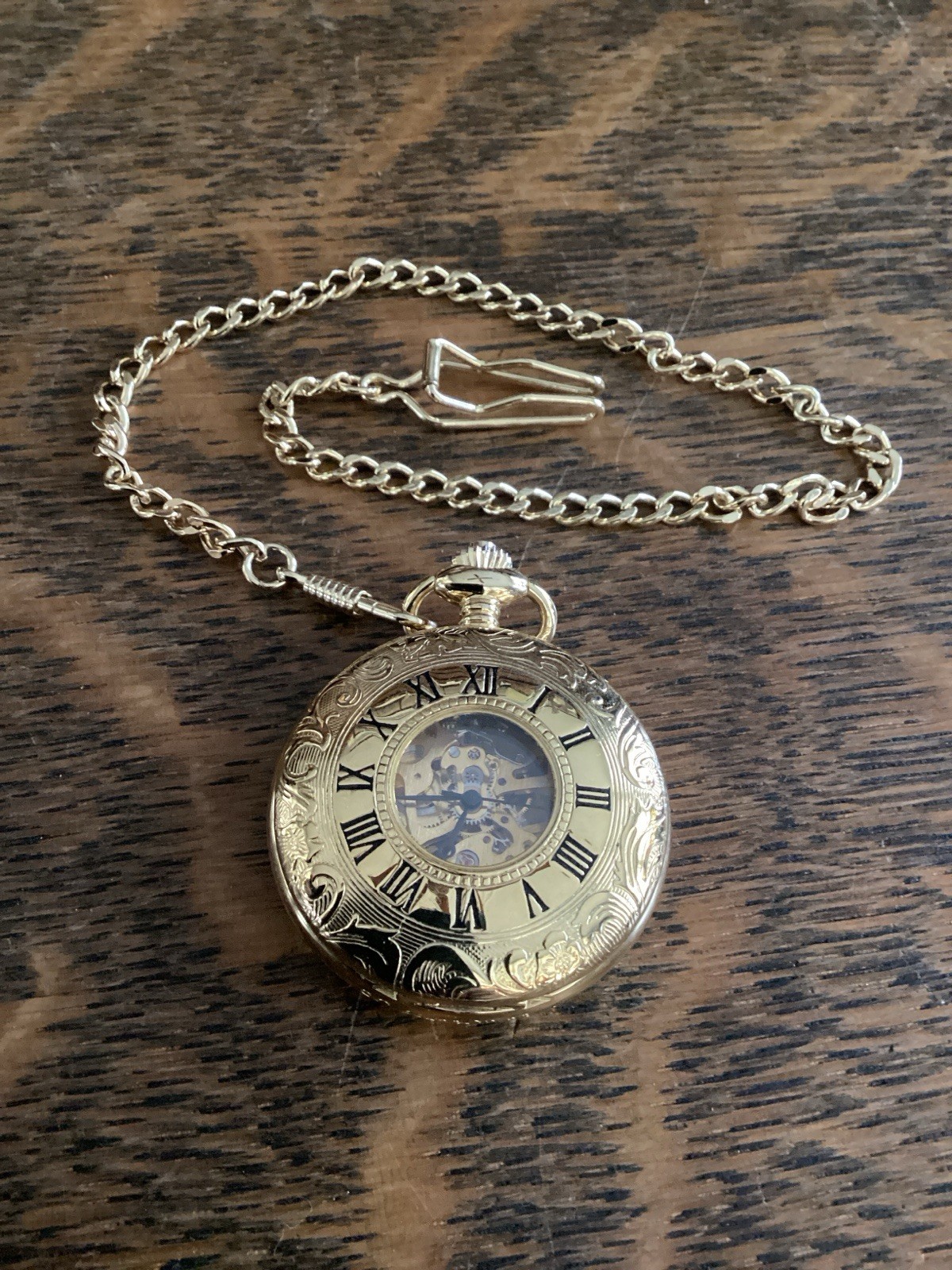 Stauer Mechanical Skeleton Pocket Watch Gold Tone… - image 3