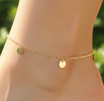 Gold Tone Disc Anklet 18K Gold Plated Designer Anklet Handmade Boho Anklet