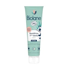 BIOLANE - Dentifrice Bébé 2en1 BIO - Nettoie les 1ères Dents de Lait - Confor...