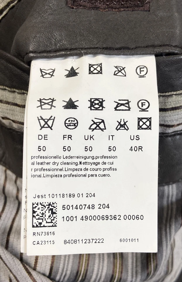 Chaqueta Hugo Boss Para Hombre Cuero Cordero Marrón Estilo Militar Talla 40R Foto 4 de 4