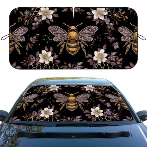 Auto Windschutzscheibe Sonnenschutz, klappbar, Dark Fantasy Blumen 59"L x 31,5"B B Bienen - Bild 2 von 7