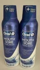 2 Pk Oral-B Mouth Sore Oral Rinse For Canker Sores Cheek Bites Braces 8oz