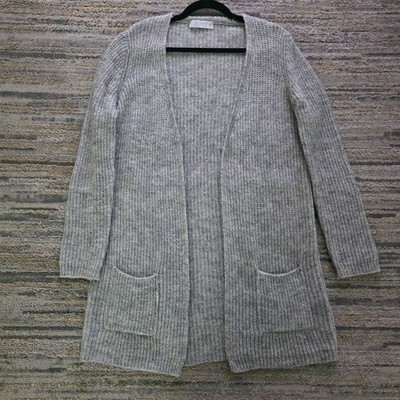 By-Bar Amsterdam Size S Cardigan Gray Mohair Wool Blend Long Sleeve Open Front