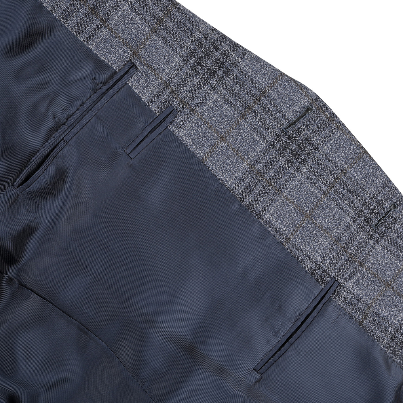 Canali Made In Italy Men's Smart Classic Professional Mid Blue Checked Wool Silk image 6