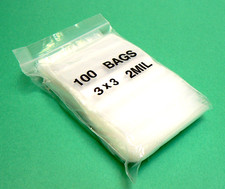 100 Zip Seal Lock Bags 2Mil Clear 3x3 Reclosable Poly Zip Slide 3" x 3" Baggies