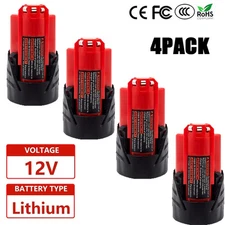 4PACK For MILWAUKEE For M12 12Volt Li-Ion 48-11-2401,48-11-2402 3.5AH Battery