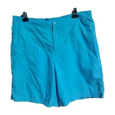 Lands' End Swim Shorts Size 14 Teal Nylon Built in Bikini Snap Zip w Pockets