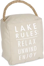 Premium Tan Doorstopper with Lake Rules Design Ideal Gift for Home Decor