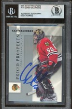 Corey Crawford Signed 2005-06 Fleer Hot Prospects Rookie /1999 Card #16 BAS Auto