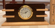 Working~New Battery~W/Second Hand~Schlabaugh & Sons Wood Vintage Mini Desk Clock