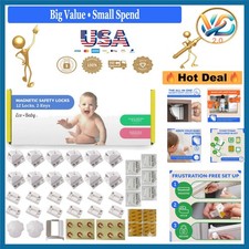 Magnetic Baby Proof Cabinet Locks, 12 Pack with 2 Keys, Easy Install, No Tool...