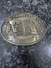 Solid Brass Texas Sesquicentennial Belt Buckle Made In Humble, Texas