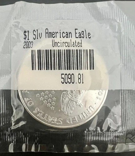 2003 American Silver Eagle 1 Oz Silver Dollar BU Coin Uncirculated Toning Spot