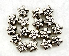 6MM ANTIQUE SILVER FLOWER SPACER BEADS FOR JEWELRY MAKING 33 PCS