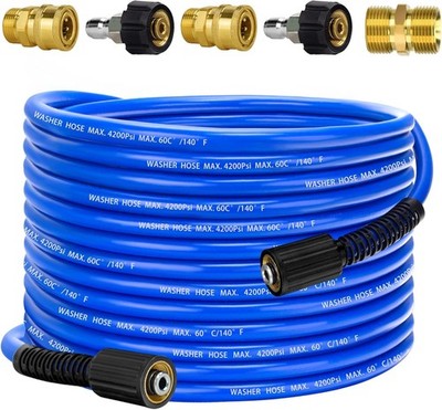 Pressure Power Washer Hose 50 FT x 1/4'' Super Flexible Kink Resistant Car Washer