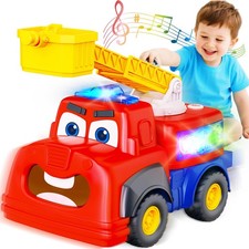 Interactive Talking Fire Truck Toy for Toddlers 1-3, Musical Toy with Realist...