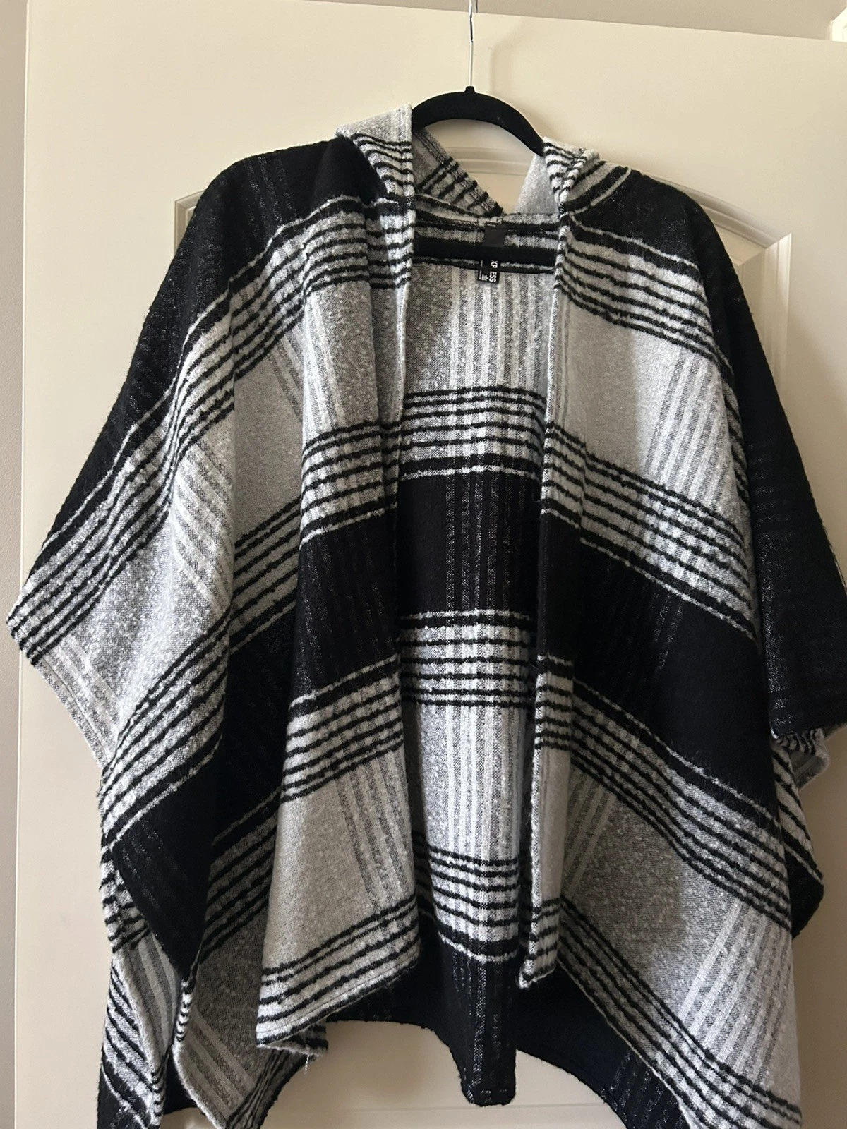 Express Plaid Poncho Sweater