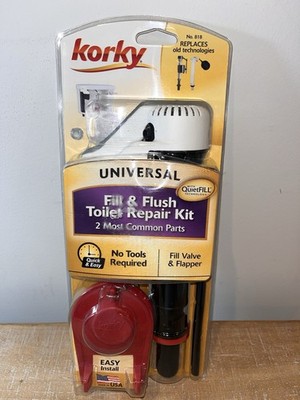 Korky Universal Fill & Flush Toilet Repair Kit 818 Fill Valve Flapper NEW