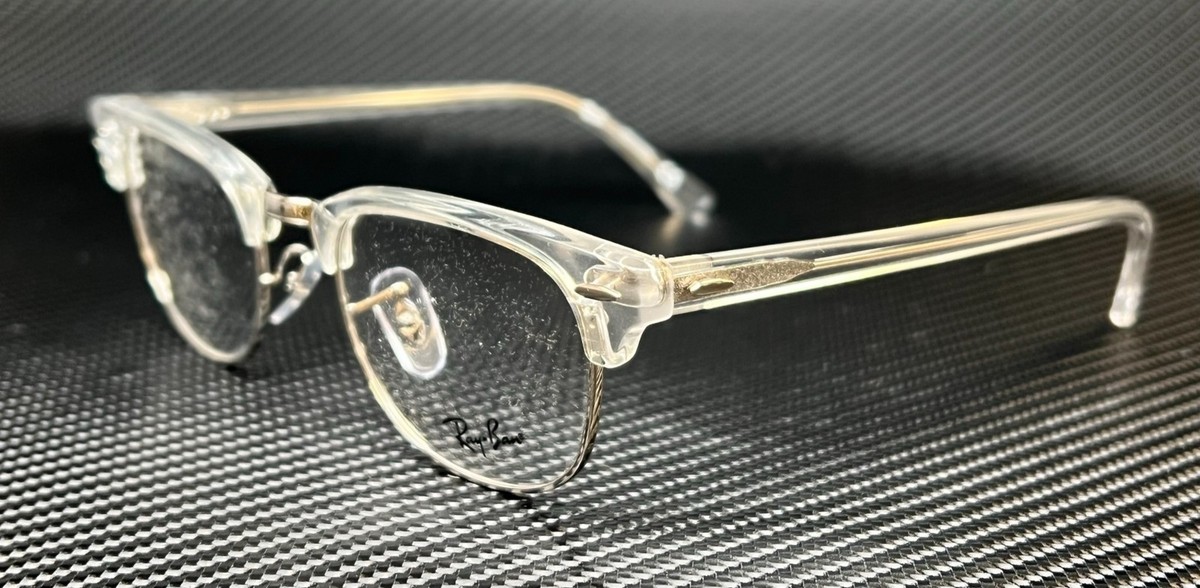 RAY BAN RX5154 2001 White Transparent Silver Clubmaster Unisex 49