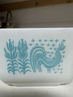 VTG PYREX 501 Amish Butter Print 1.5 Cup Refrigerator Dish Turquoise NO LID