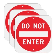 3 Pack 12x12 Inch Do Not Enter Sign Aluminum Reflective Rust Free Metal Sign