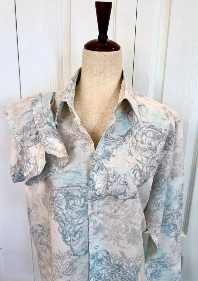 Camisa para hombre, Lg, mezcla de lino y algodón, tela de cachemira invertida de diseñador, ¡hermosa! Foto 3 de 4