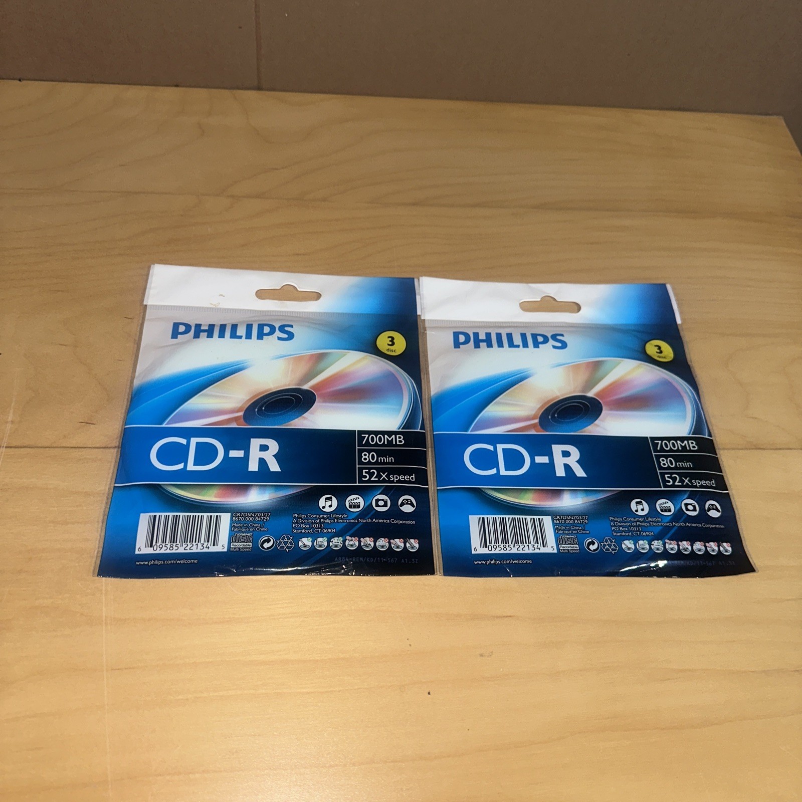 Lot Of 2 -3 pack Philips CD-R 700MB 80min 52x Speed DISCS 80 minutes cd