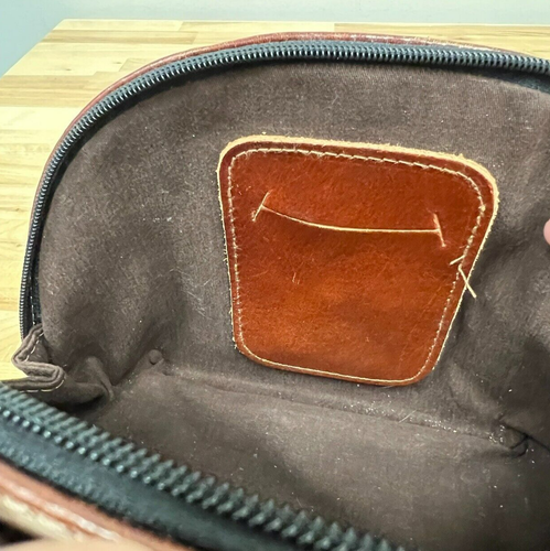 Vera Pelle Brown & Black Leather Dome Satchel Handbag Made in Italy - Picture 7 of 14