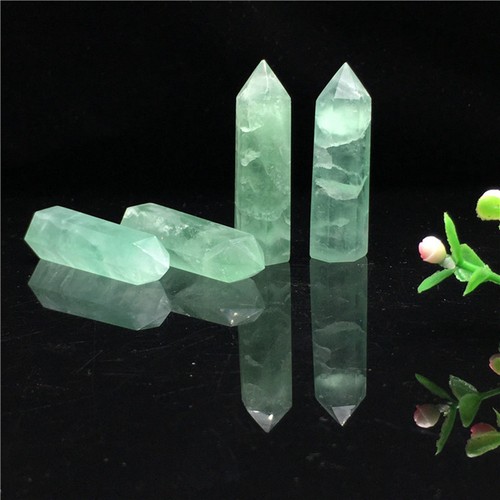 60-70mm Natural Green Fluorite Quartz Stone Healing Crystal Point Wand Column - Picture 6 of 17