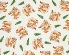 FAT QUARTER FABRIC  GRIZZLY BEARS  MONTANA GRIZZLIES & PINE TREES STATE PRIDE FQ