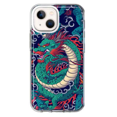 Mundaze Case for Apple iPhone 14/13 Cover Green Dragon Tattoo
