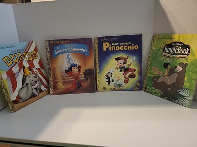 A Little Golden Book Disney Lot Of 4 Dumbo, The Sorcerer's Apprentice,...