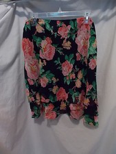 NEW Lauren by Ralph Lauren 100 silk Size 12 blue Floral Lined Skirt