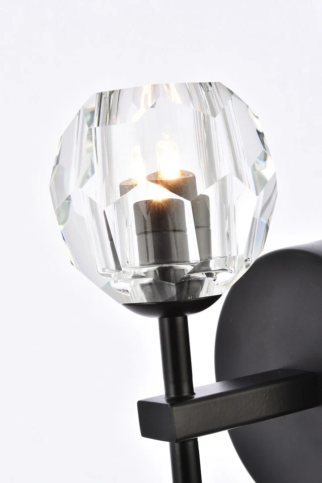 Wall Sconce Crystal Ball Black Lighting Dining Room Bedroom or Bathroom Vanity - Image 3 of 4