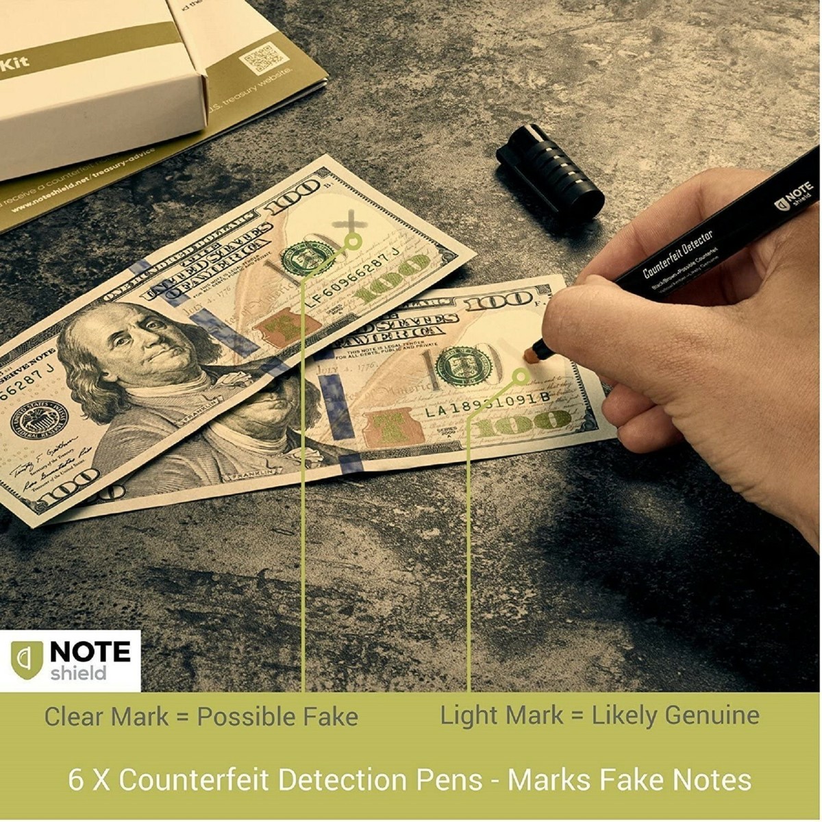 Bolígrafo Detector De Billetes Falsos - Verifica Euros, Dólares Y Libras Fácil Y Rápido