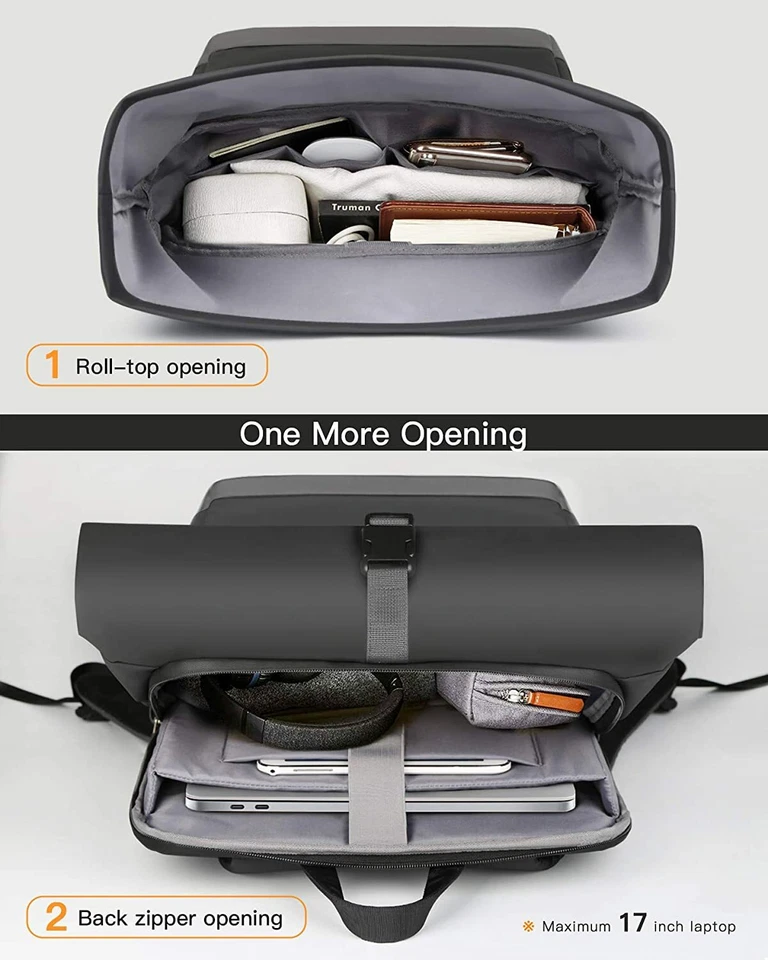 RollTop Rucksack Herren Damen 25L-30L Fahrradrucksack Schulrucksack Daypack - Bild 3 von 4