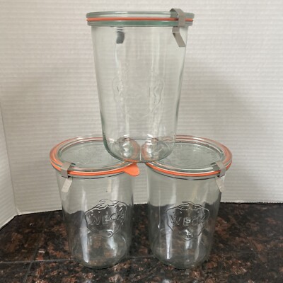 Weck Glass Canning Jars from Germany  743- 3/4 L Mold Jar Rubber Seal Tight St/3