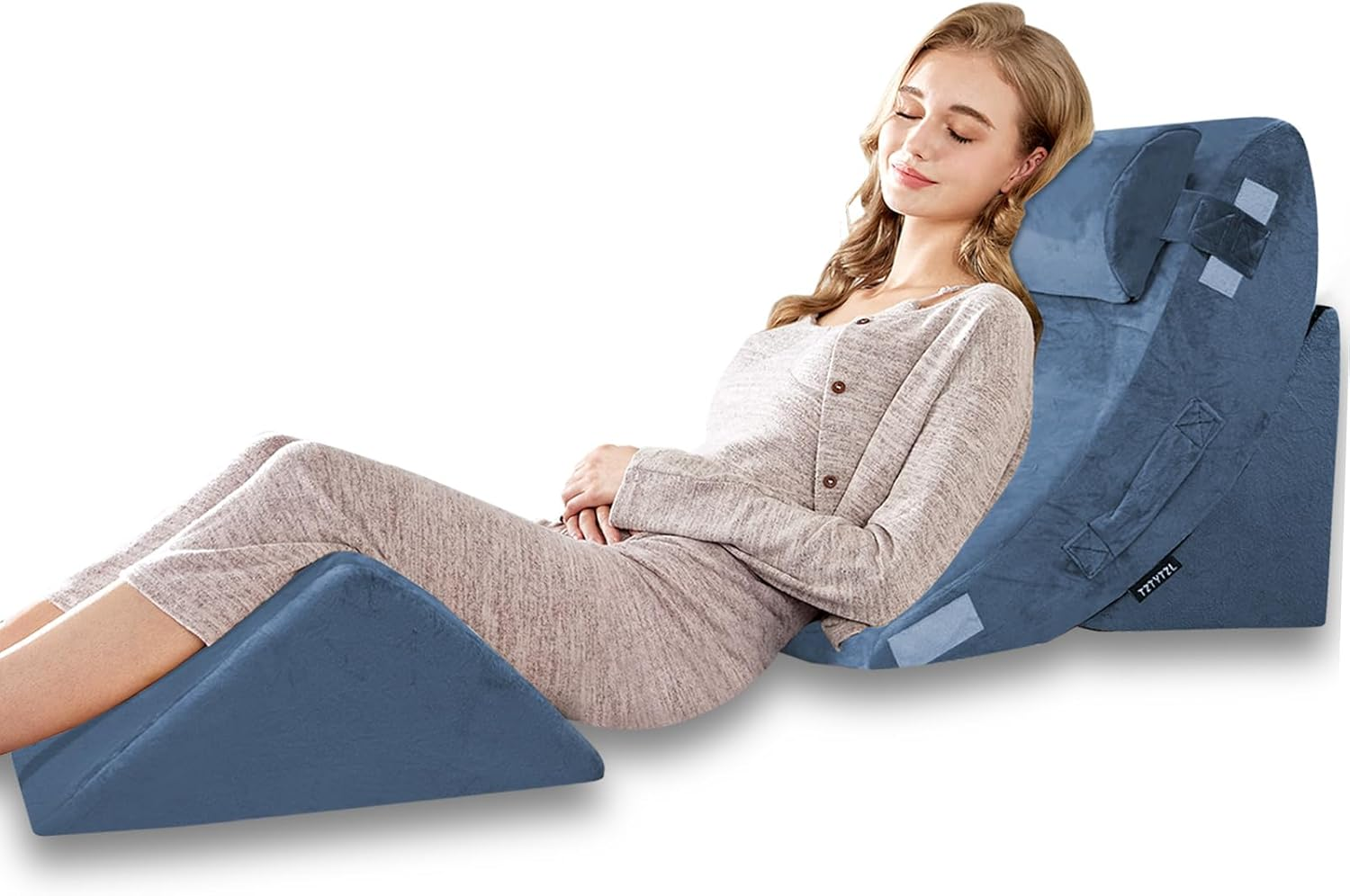 4PCS Orthopedic Bed Wedge Pillow Set for Leg Pain Relief & Adjustable Support