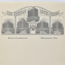 1920s Hotel Plankinton Milwaukee Wisconsin Note Page Stationery Keenan System