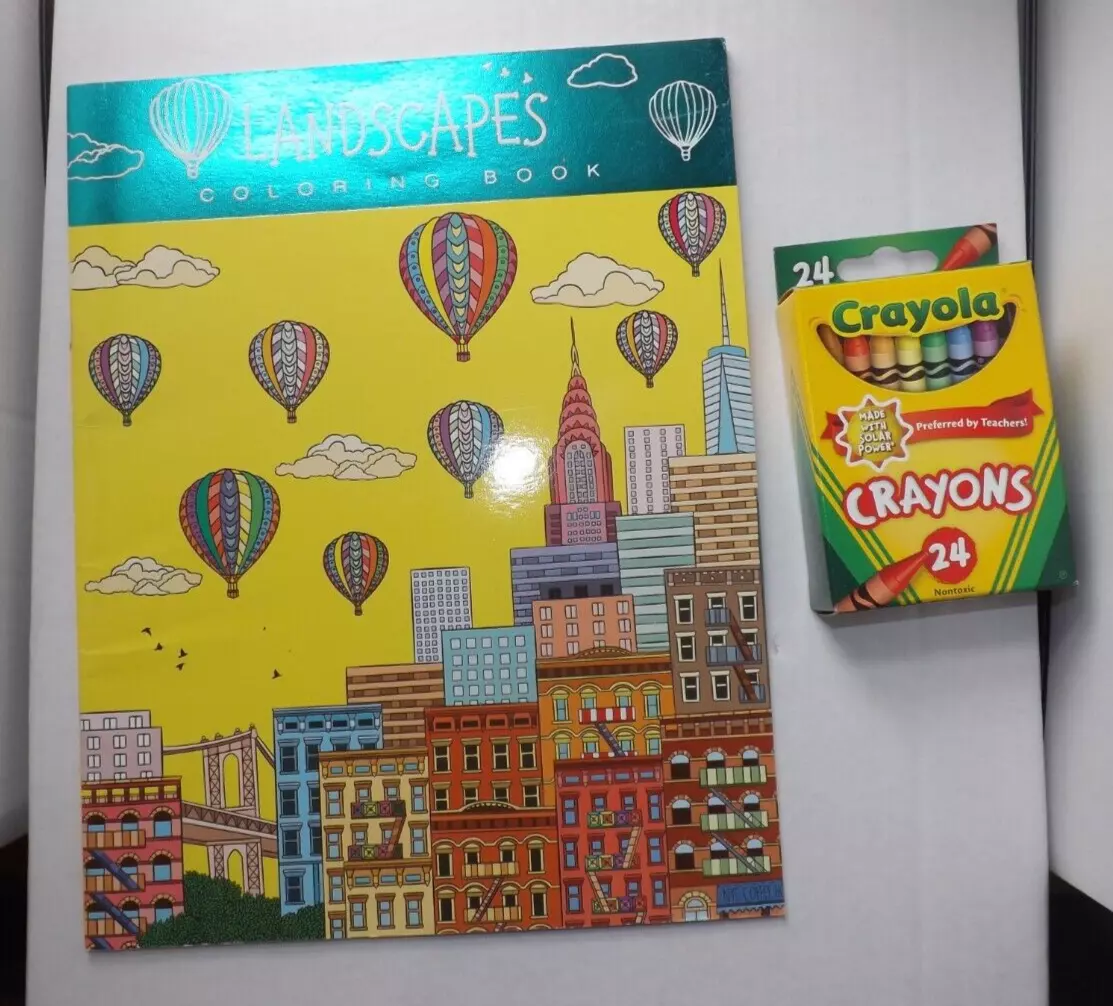 Adult coloring book sale crayons