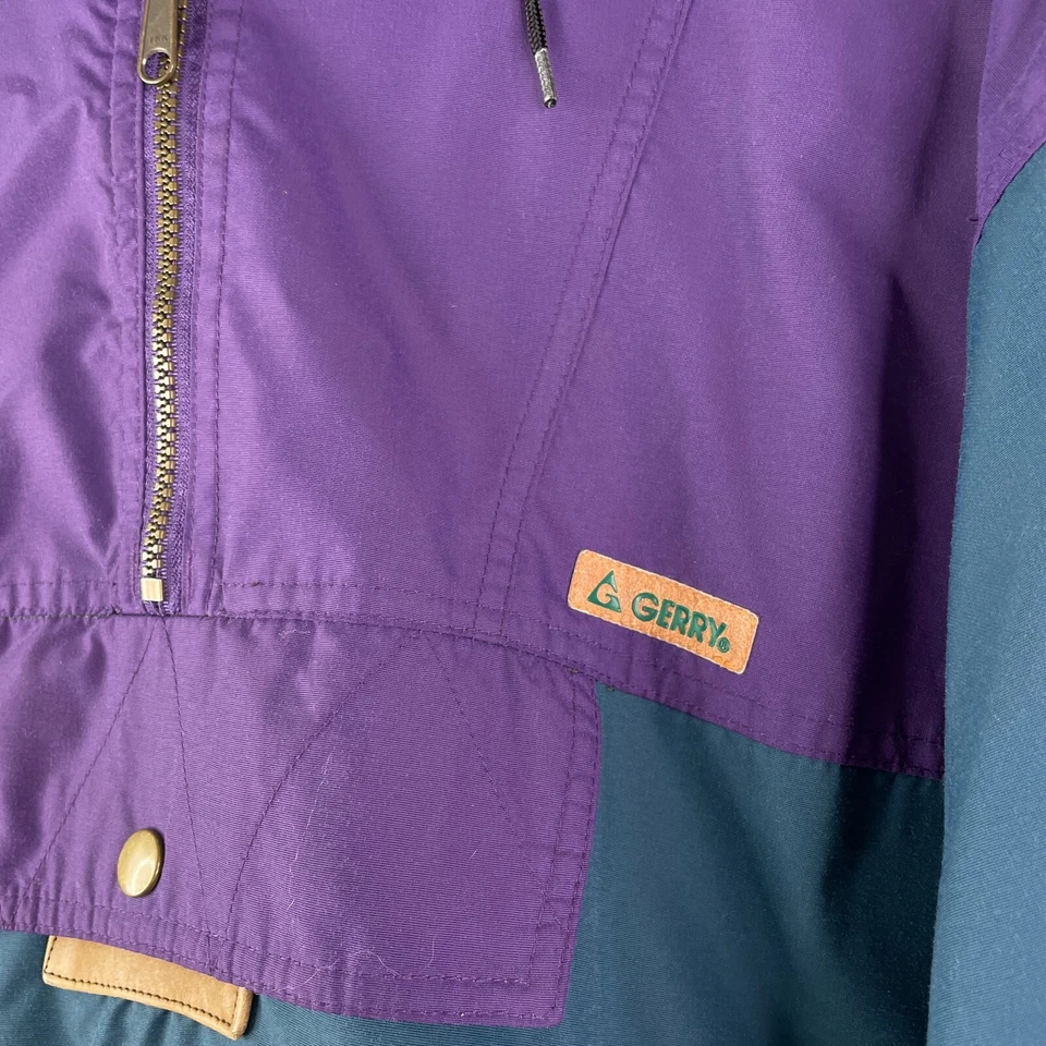 VINTAGE Gerry Jacket Mens Large Purple Teal Colorblock 90s Hiking Anorak Light - image 3 of 4