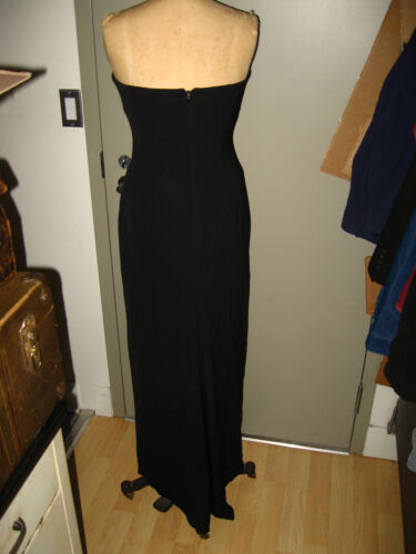 Vintage 1990's Jessica McClintock Black Gown Size 8 - Strapless Dress W/ Brush - Picture 3 of 8