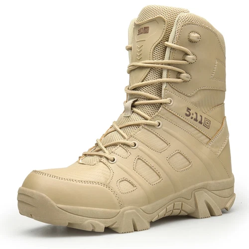 Hombres Botas Militares de Cuero Zapatos de Combate de Parte Superior Alta Aire Libre Montaña Nieve Tenis - Imagen 20 de 36