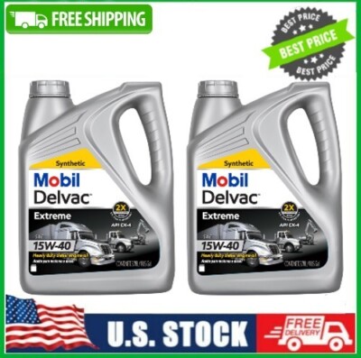 2 Mobil Delvac Extreme Heavy Duty Full Synthetic Diesel Engine Oil 15W-40, 1 Gal
