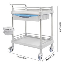 2 Tier Medical Carts Professional Utility Emergency Crash Drawers Dirt Bucket