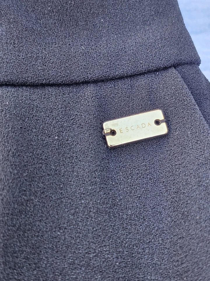 Pantalones ESCADA Mujer 38 Negro Lana Seda Elastizados Cremallera Lateral Pantalones Foto 4 de 4